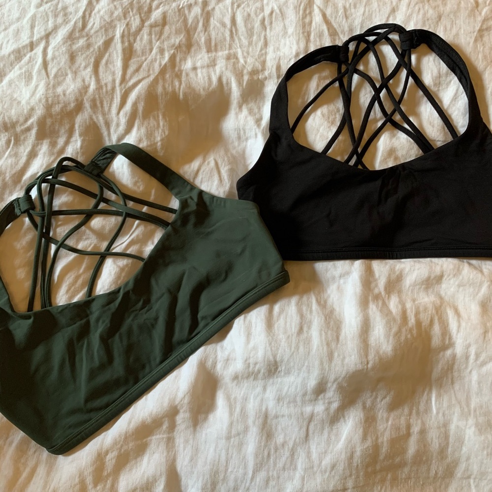 Lululemon Free to be Wild Bras 6/8 black + green